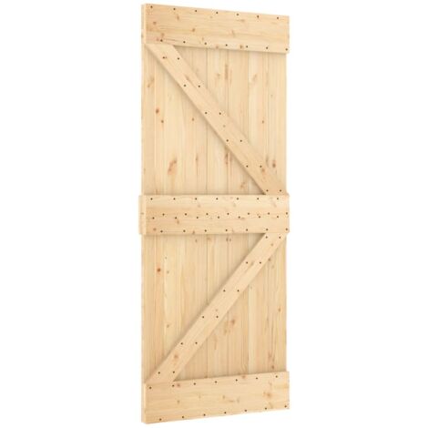 Porta Scorrevole con Set Hardware 85x210 cm Legno Massello Pino