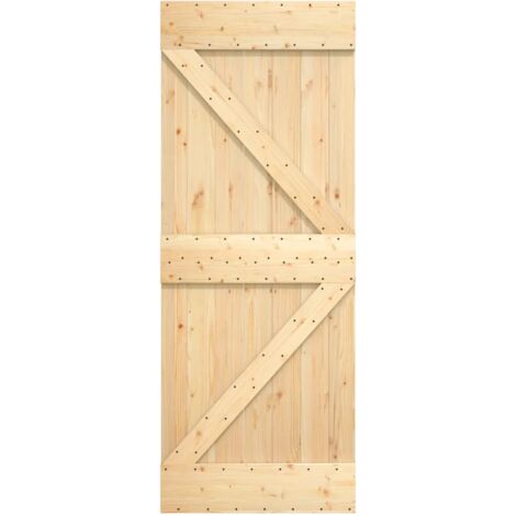 Porta Scorrevole con Set Hardware 85x210 cm Legno Massello Pino