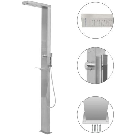 vidaXL Doccia da Giardino in Acciaio Inox Quadrata
