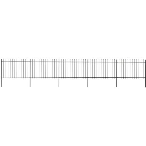 vidaXL Recinzione da Giardino con Punta a Lancia in Acciaio 892,5x120 cm Nero