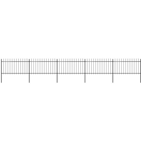 vidaXL Recinzione da Giardino con Punta a Lancia in Acciaio 892,5x100 cm Nero