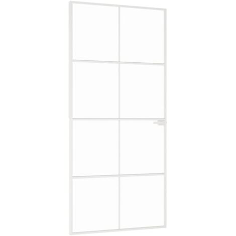 Porta Interna Bianca 93x201,5cm Vetro Temperato Alluminio Slim vidaXL