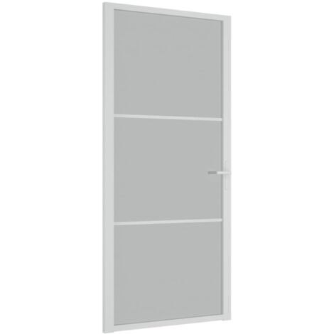 vidaXL Porta Interna 93x201,5 cm Bianco Opaco Vetro e Alluminio