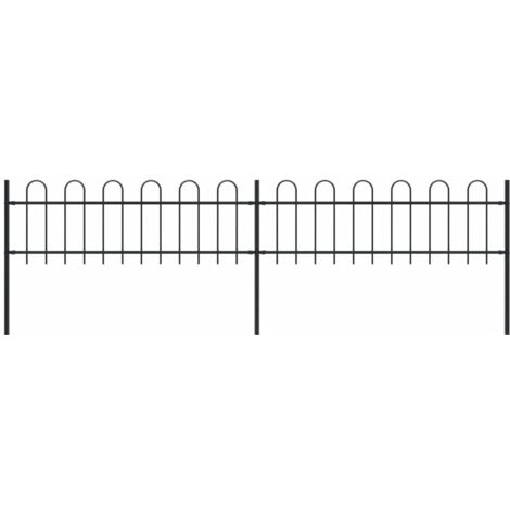 vidaXL Recinzione da Giardino con Parte Superiore ad Anello in Acciaio 359x60 cm Nero