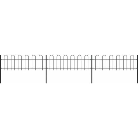 vidaXL Recinzione da Giardino con Parte Superiore ad Anello in Acciaio 537x60 cm Nero