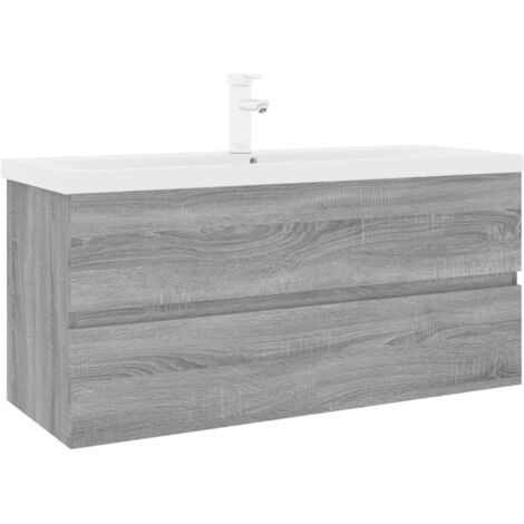 vidaXL Mobile Bagno e Lavabo Integrato Grigio Sonoma Legno Multistrato