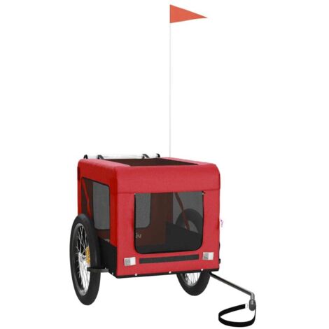 vidaXL Rimorchio da Bici per Animali Rosso e Nero Oxford e Ferro