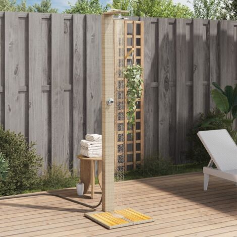 vidaXL Doccia da Esterno Beige 50x55x224 cm Polyrattan e Legno Acacia