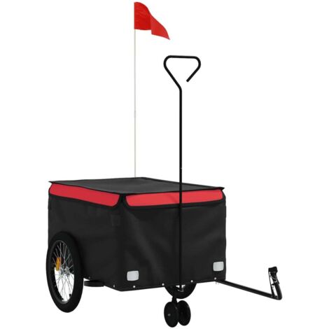 vidaXL Rimorchio da Bici Nero e Rosso 45 kg in Ferro