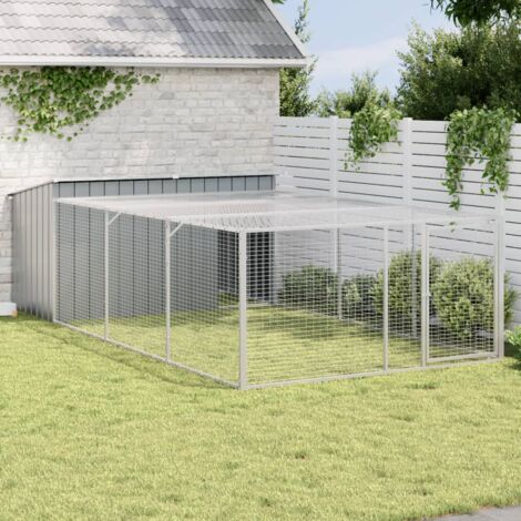 vidaXL Cuccia per cani con recinto antracite 197x396x110 cm in acciaio zincato