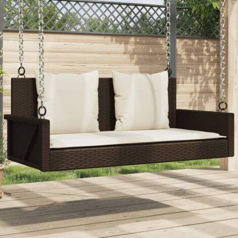 vidaXL Panchina a Dondolo con Cuscini Marrone 119x56x48 cm