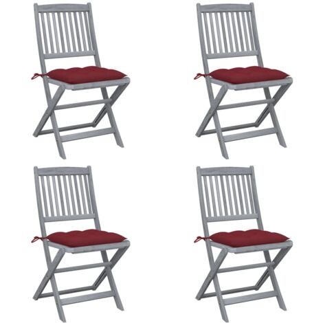 Sedie da Giardino Pieghevoli 4pz con Cuscini in Massello Acacia vidaXL