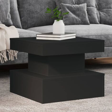 vidaXL Tavolino da Salotto con Luci LED Nero 50x50x40 cm