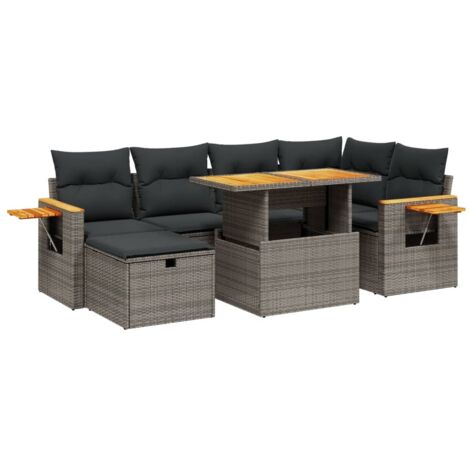 VidaXL Divani da Giardino 6 pz con Cuscini in Polyrattan Grigio Scuro