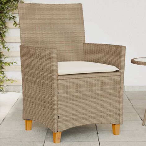 vidaXL Sedie Giardino con Cuscini 2 pz Beige Polyrattan Legno (1/5)