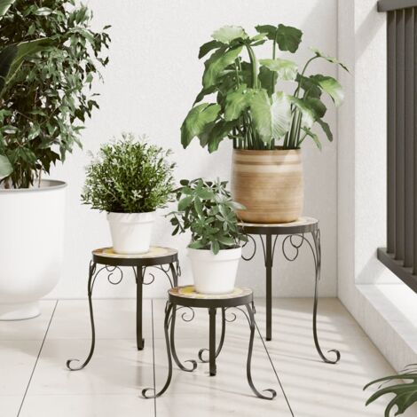 vidaXL Supporti per Piante 3 pz Terracotta e Bianco in Ceramica
