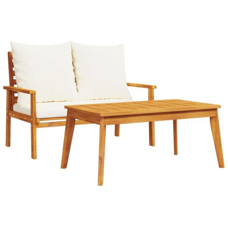 vidaXL Set da Giardino con Cuscino in Legno Massello di Acacia