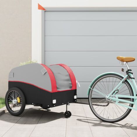 vidaXL Rimorchio da Bici Nero e Rosso 45 kg in Ferro