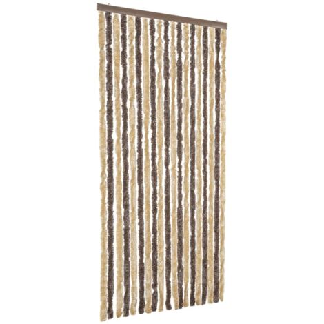 Tenda Antimosche Marrone Scuro e Beige 56x185 cm in Ciniglia vidaXL