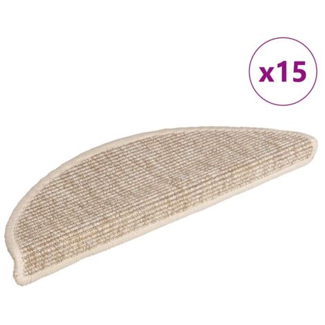 vidaXL Tappetini per scale 15 pz 56x17x3 cm Beige chiaro Semicircolari
