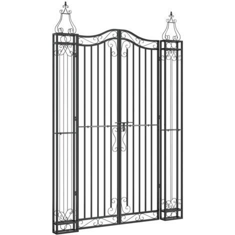 vidaXL Cancello da Giardino Nero 121x8x180 cm in Ferro Battuto