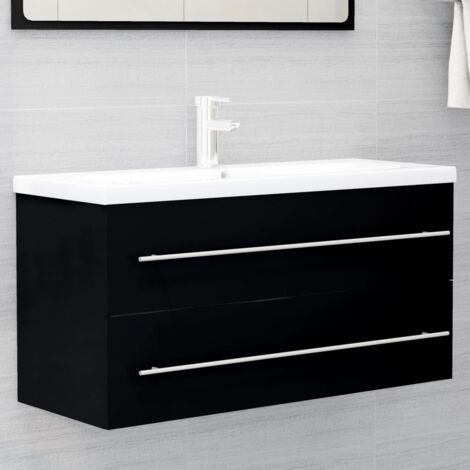 vidaXL Mobile Lavabo Nero 100x38,5x48 cm in Legno Multistrato