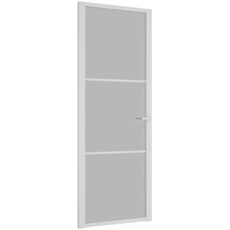 vidaXL Porta Interna 76x201,5 cm Bianco Opaco Vetro e Alluminio