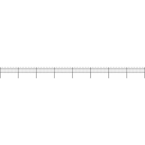 Recinzione da Giardino con Parte Superiore ad Anello in Acciaio 1426x60 cm Nera vidaXL