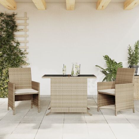 vidaXL Set da Bistrò 3 pz con Cuscini Beige in Polyrattan (1/5)