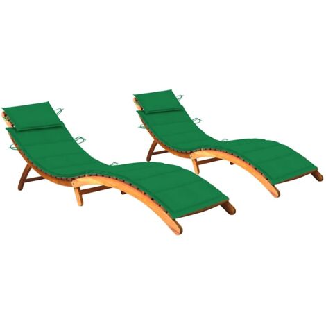 vidaXL Lettini Prendisole 2 pz con Cuscini in Legno Massello d'Acacia