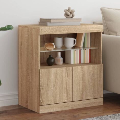 vidaXL Credenza con Luci LED Rovere Sonoma 60x37x67 cm