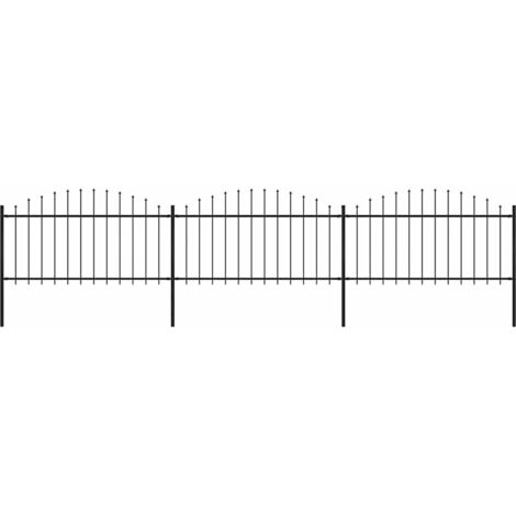 vidaXL Recinzione da Giardino con Punta a Lancia in Acciaio 537x150 cm Nero