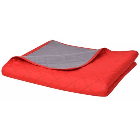 vidaXL Copriletto Double-Face Trapuntato Rosso e Grigio 170x210