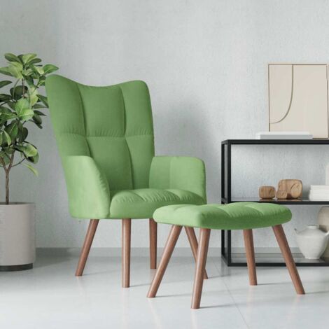vidaXL Poltrona Relax con Poggiapiedi Verde Chiaro in Velluto
