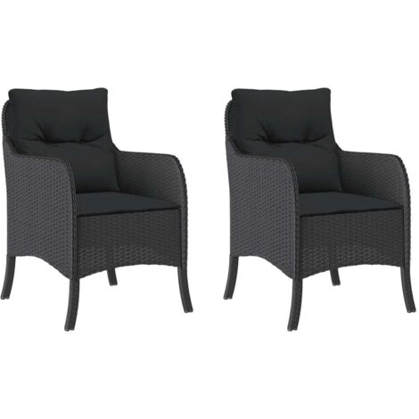 vidaXL Sedie da Giardino con Cuscini 2 pz Nere in Polyrattan (1/5)