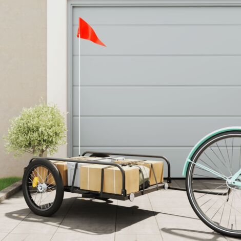 Rimorchio da Bici Nero 135x70x37 cm in Ferro vidaXL