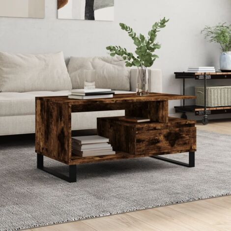 vidaXL Tavolino da Salotto Rovere Fumo 90x49x45 cm Legno Multistrato