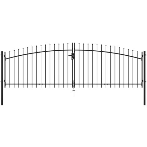 vidaXL Cancello Doppio con Punte a Lancia 400x175 cm