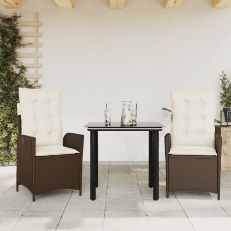 vidaXL Set da Pranzo da Giardino 3pz con Cuscini in Polyrattan (1/5)