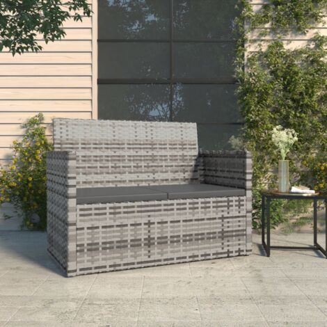 Panca da Giardino con Cuscini Grigia 105 cm in Polyrattan vidaXL