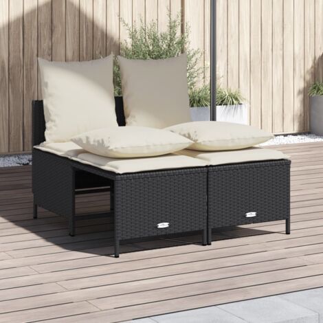 vidaXL Set Divani da Giardino 4 pz con Cuscini Nero in Polyrattan (1/5)