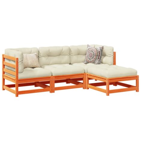 vidaXL Set Divani Giardino 4pz con Cuscini Marrone Cera Massello Pino (1/5)