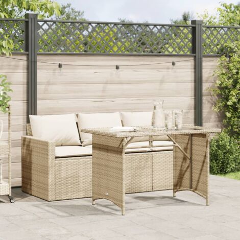 vidaXL Set da Pranzo da Giardino 2 pz con Cuscini Beige in Polyrattan (1/5)