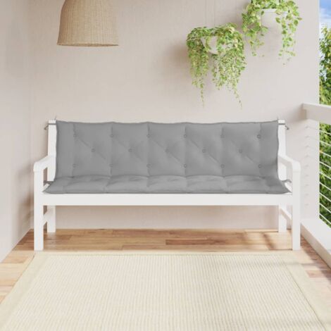 vidaXL Cuscini Panca da Giardino 2pz Grigi 180x50x7cm Tessuto