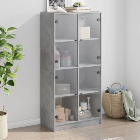 vidaXL Credenza con Ante Grigio Cemento 68x37x142 cm Legno Multistrato