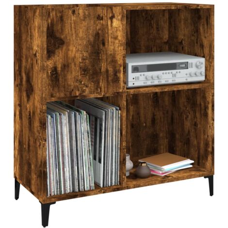 Mobile Porta Dischi Rovere Fumo 84,5x38x89 cm Legno Multistrato