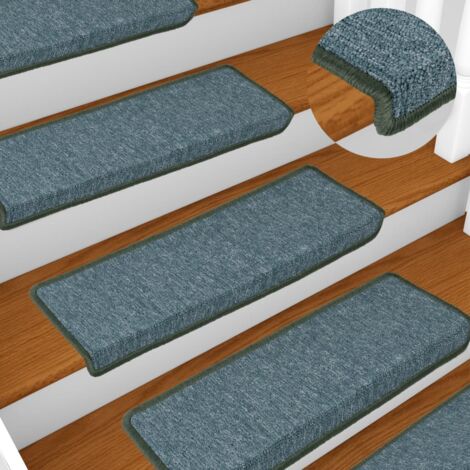 vidaXL Tappetini per scale 15 pz 65x21x4 cm Verde scuro con bordo (1/10)
