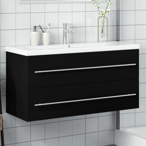 Mobile da Bagno con Lavabo Integrato Nero vidaXL