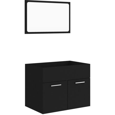 vidaXL Set Mobili da Bagno 2 pz Nero in Legno Multistrato