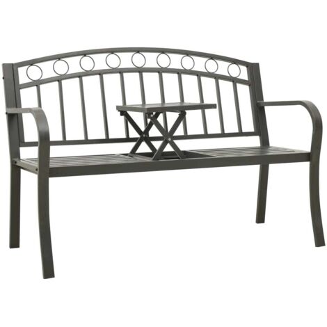 Panca da Giardino con Tavolino Grigio 120 cm Acciaio vidaXL